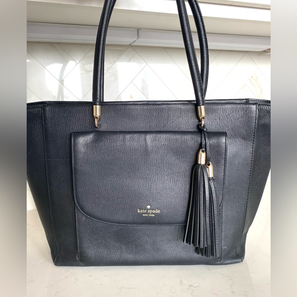 Kate Spade Long Acre Court Cal Black Leather Tote